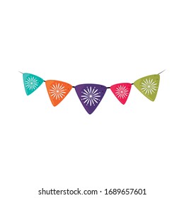 Flower pennant decoration. Cinco de Mayo mexican celebration vector illustration, flat style icon.
