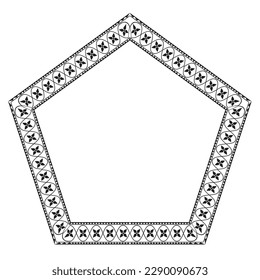 Flower pentagon vector frames for pictures photo frame framing pressed flowers floral frame decoration design black royal  classic vintage background for wedding anniversary birthday valentine 