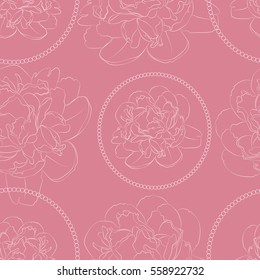 Flower peon pink decoration design vector seamless texture pattern