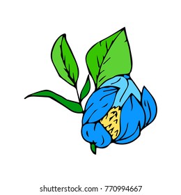 Flower peony vector illustration. Doodle style. Design, print, decor, textile, paper