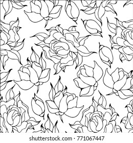 Flower peony vector illustration. Doodle style. Design, print, decor, textile, paper