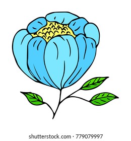 Flower peony vector illustration. Doodle style. Design, print, decor, textile, paper