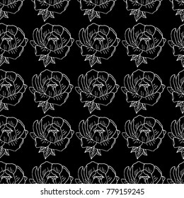 Flower peony vector illustration. Doodle style. Design, print, decor, textile, paper