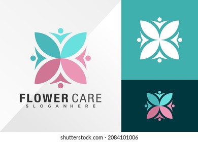 Flower People Care Logo Design Vector illustration template