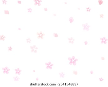 Flower petal flying background. Sakura spring blossom on long banner. Petals of pink rose spa background. 