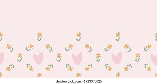 flower petal frame border seamless repeat pattern design. Perfect for textile design, cards, fashion, scrapbook, stationary, birthday, wedding.