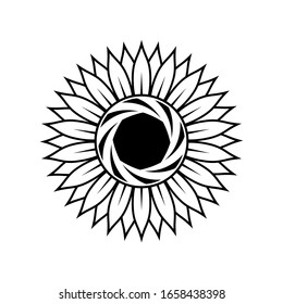 ícono de pétalos de flores, vector monogramo de flor de sol aislado en blanco