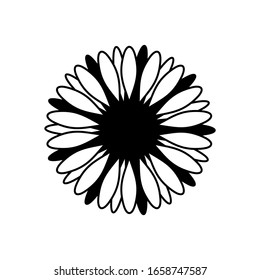 Flower petal icon, sun flower monogram vector isolated on white  