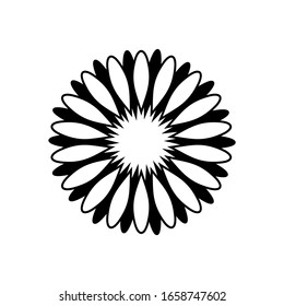 Flower petal icon, sun flower monogram vector isolated on white  