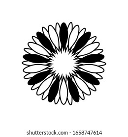 Flower petal icon, sun flower monogram vector isolated on white  