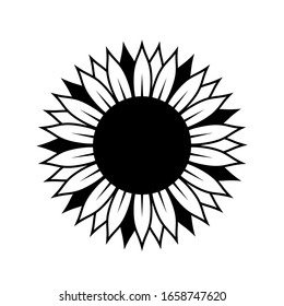 Flower petal icon, sun flower monogram vector isolated on white  