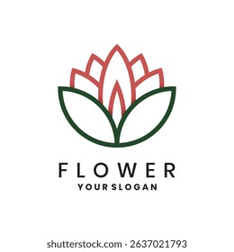 Flower and petal logo design with line art style