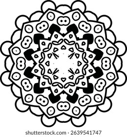 Flower Petal Mandala Art Circular Pattern in Form of Mandala With Flower for Henna, Mehndi, Tattoo, Decoration Decorative Ornament in Ethnic Oriental Style.