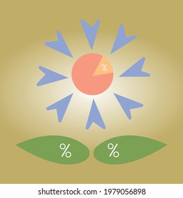 Flower And Petal Shape Chart Statistic Concept Icons Percent