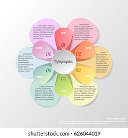 Flower Petal Vector Infographic In Rainbow Color
