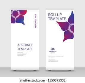 Flower petals Abstract Shapes Modern Exhibition Advertising Trend Business Roll Up Banner Stand Poster Brochure flat design template creative concept. Flowers on white background Roll Up EPS