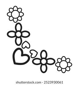 flower petals border corner design