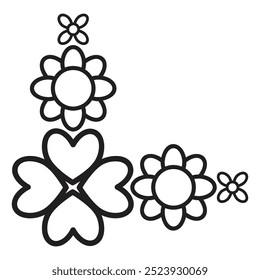 Diseño de esquina de borde de pétalos de flores