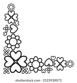 design de canto de borda de pétalas de flores