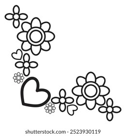 Diseño de esquina de borde de pétalos de flores