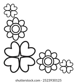 Diseño de esquina de borde de pétalos de flores