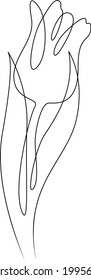 Flower petals bud. One continuous line.Opened flower logo. One continuous drawing line logo isolated minimal illustration.