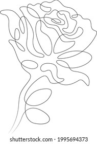 Flower petals bud. One continuous line.Opened flower logo. One continuous drawing line logo isolated minimal illustration.