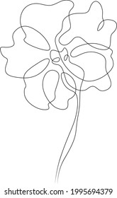 Los pétalos de flores se pudren. Una línea continua.Logo de flor abierta. El logotipo de una línea de dibujo continua aisló una ilustración mínima.