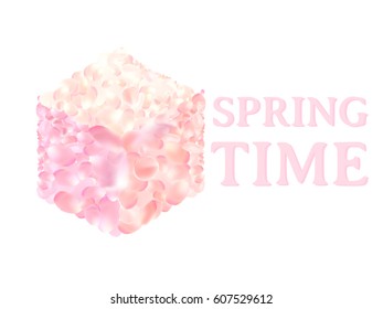 Flower petals cube 3d isolated on white 