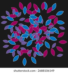 Flower petals falling down.  Flying petal on black background. Love
