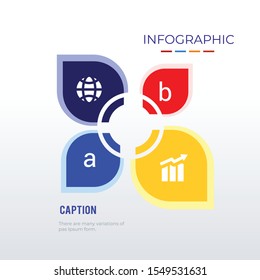 Flower petals infographic template design. Business concept info graph with 4 options, steps or processes. Vector visualization can be used for workflow layout, diagram, annual report, web