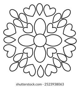 flower petals and leaf coloring page 