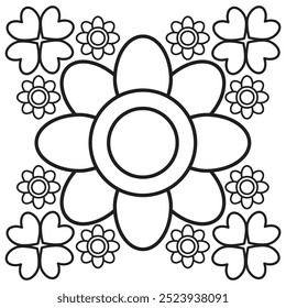 flower petals and leaf coloring page 