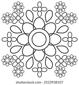 flower petals and leaf coloring page 