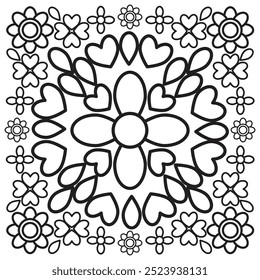 flower petals and leaf coloring page 
