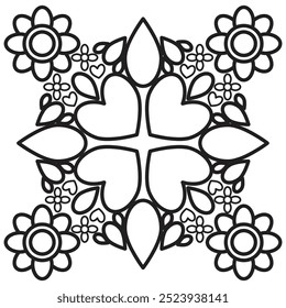 flower petals and leaf coloring page 