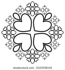 Página para colorear de pétalos de flores y hojas 