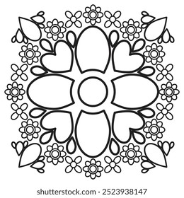 flower petals and leaf coloring page 