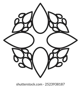 Página para colorear de pétalos de flores y hojas 