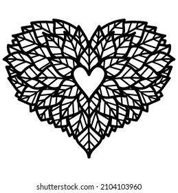 Pétalos de flores o hojas en forma de corazón para imprimir, grabar, cortar láser, cortar papel y demás. Ilustración vectorial.
