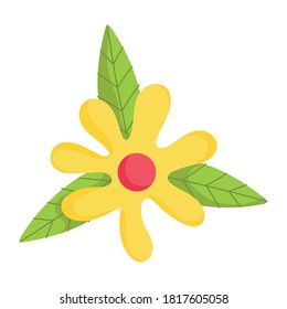 flower petals leaves foliage nature isolated icon over white background vector illustration