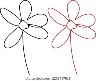 Flower Petals Line Drawing Coloring Tattoo Stock Vector (Royalty Free ...