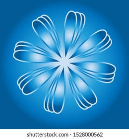Flower petals located in the shape of a flower on a blue gradient background.
