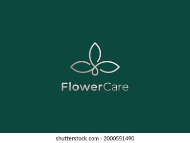 Flower Petals Logo. Linear and Natural Flower Design. Cosmetic, Beauty, Spa,Petals, Flowers, Health care, Monogram made with petals.
