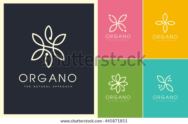 Flower Petals Logo Linear Natural Flower Stock Vector Royalty