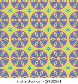 flower petals pattern - bright lime & blue & purple colors