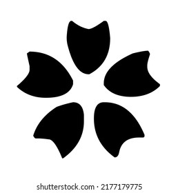 Flower with petals, plant, graphic, vector, illustration in black and white color, isolated on white background