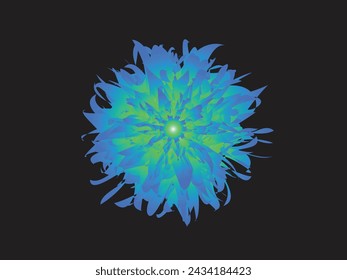 Flor pétalos vector, floral bud Vector flores. Impresión de arte de primavera con elementos botánicos. Feliz Pascua. Estilo popular. Posters para las vacaciones de primavera. iconos aislados sobre fondo degradado negro.