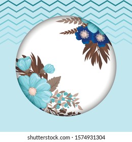 Flower picture frame - blue circle frame with flowers
