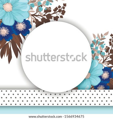 Flower picture frame - blue circle frame with flowers